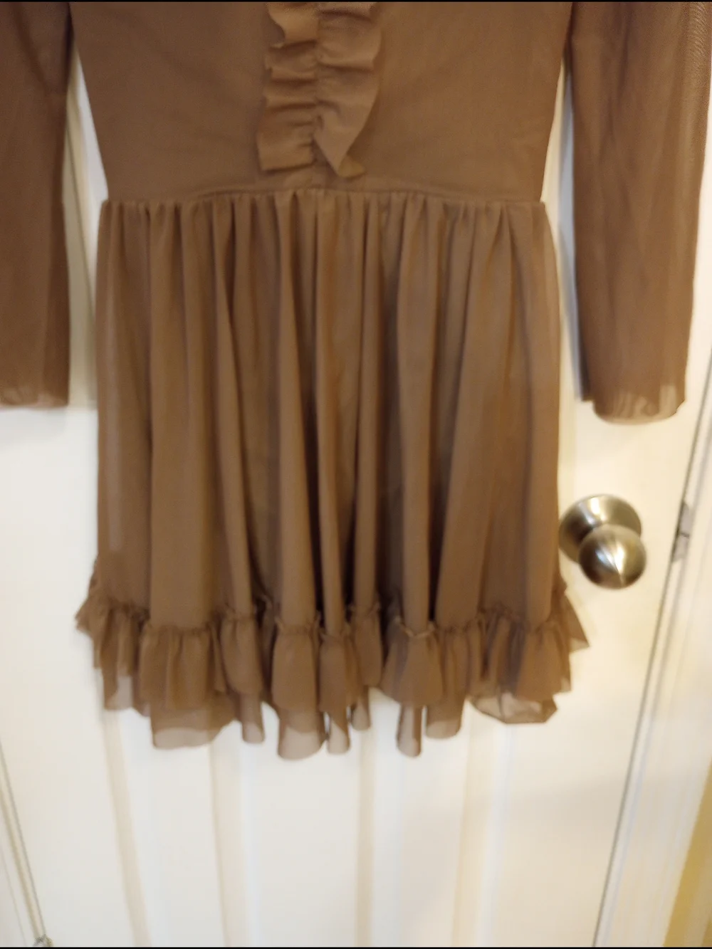 Weissman Brown Ruffled Mesh Dress for Girls